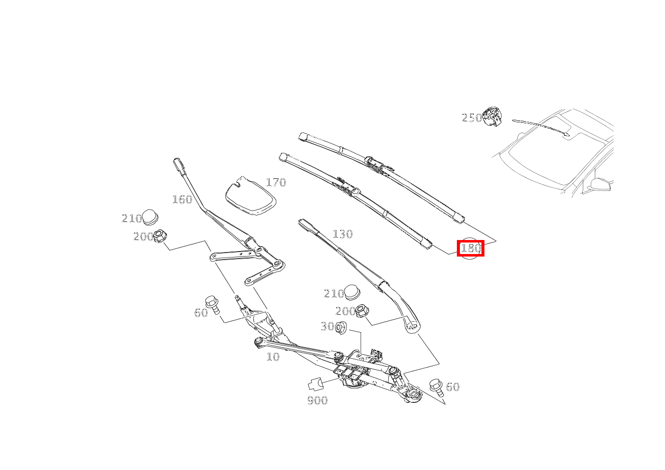 Wischerblatt TEILESATZ, FUER LINKS UND RECHTS B180CDI DCT 246