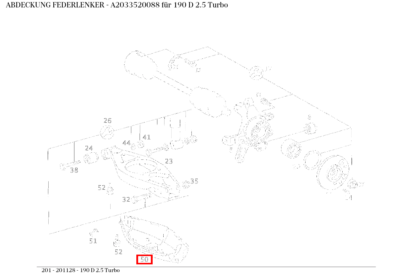 Abdeckung FEDERLENKER 190 D 2.5 Turbo 201