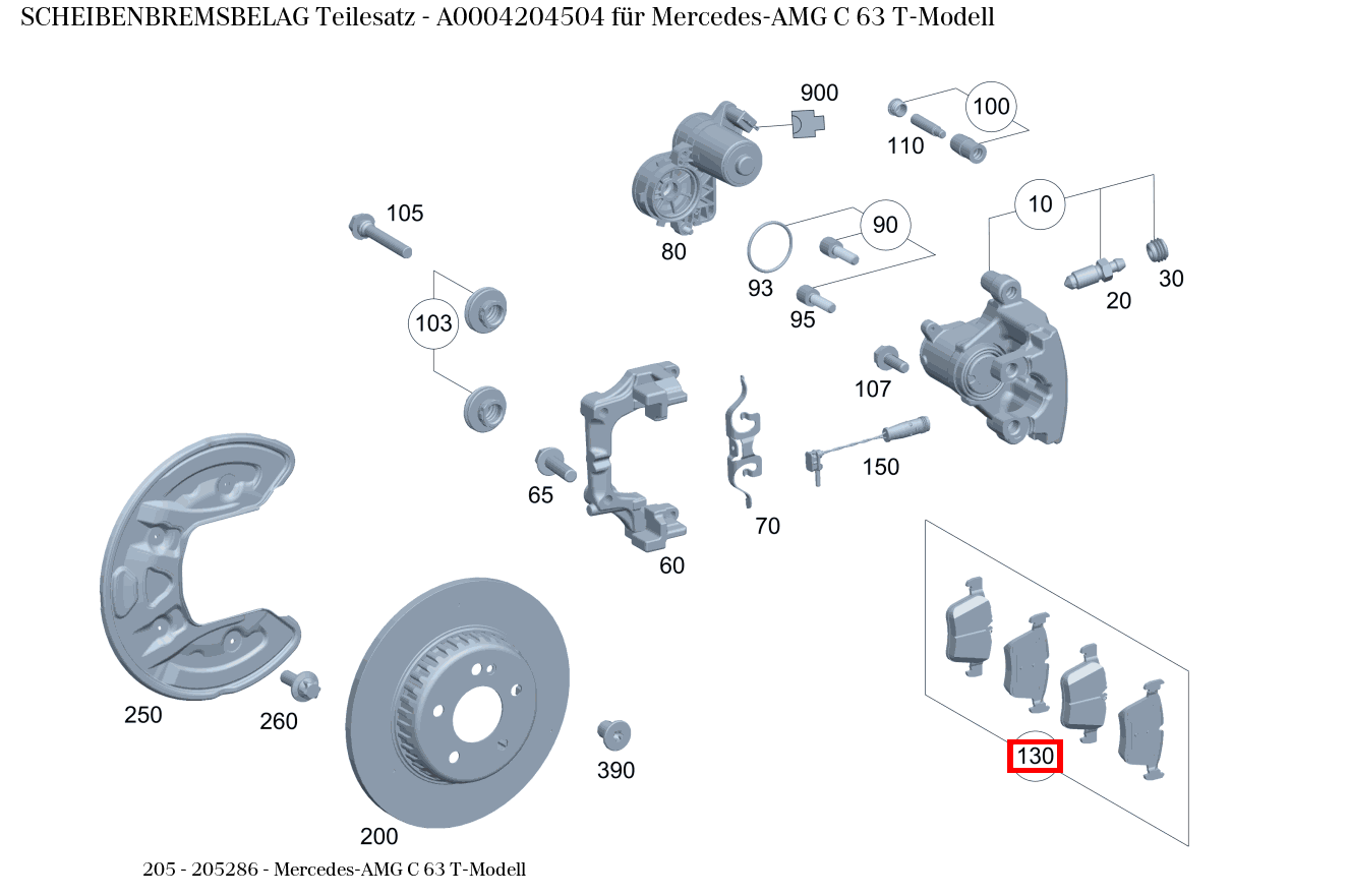 Scheibenbremsbelag Teilesatz Mercedes-AMG C 63 T-Modell 205 Scheibenbremsbelag Teilesatz Mercedes-AMG C 63 T-Modell 205