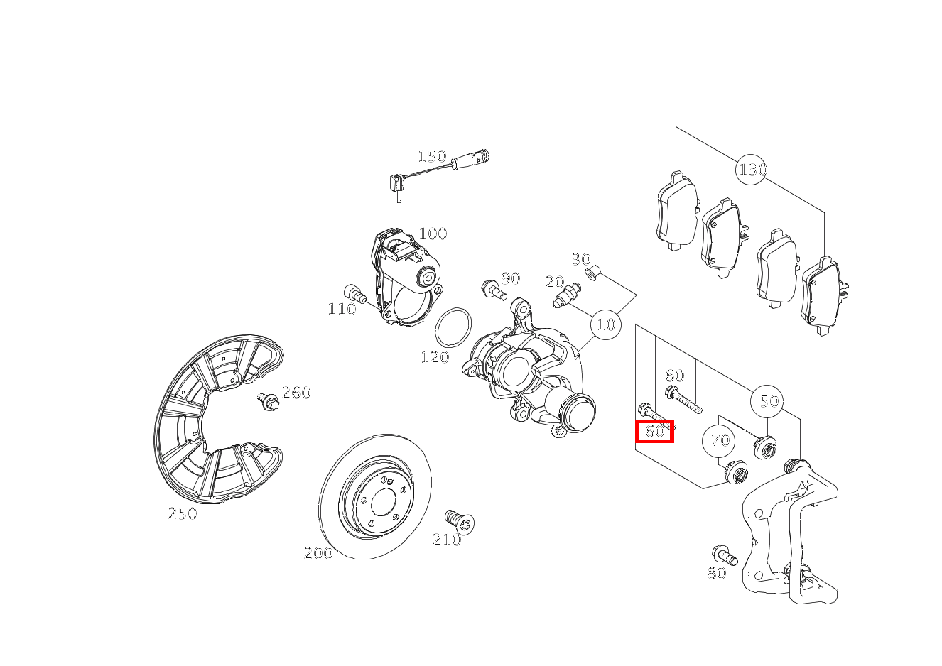 Führungshülse Bremssattel an Bremsträger SLK55 AMG 172