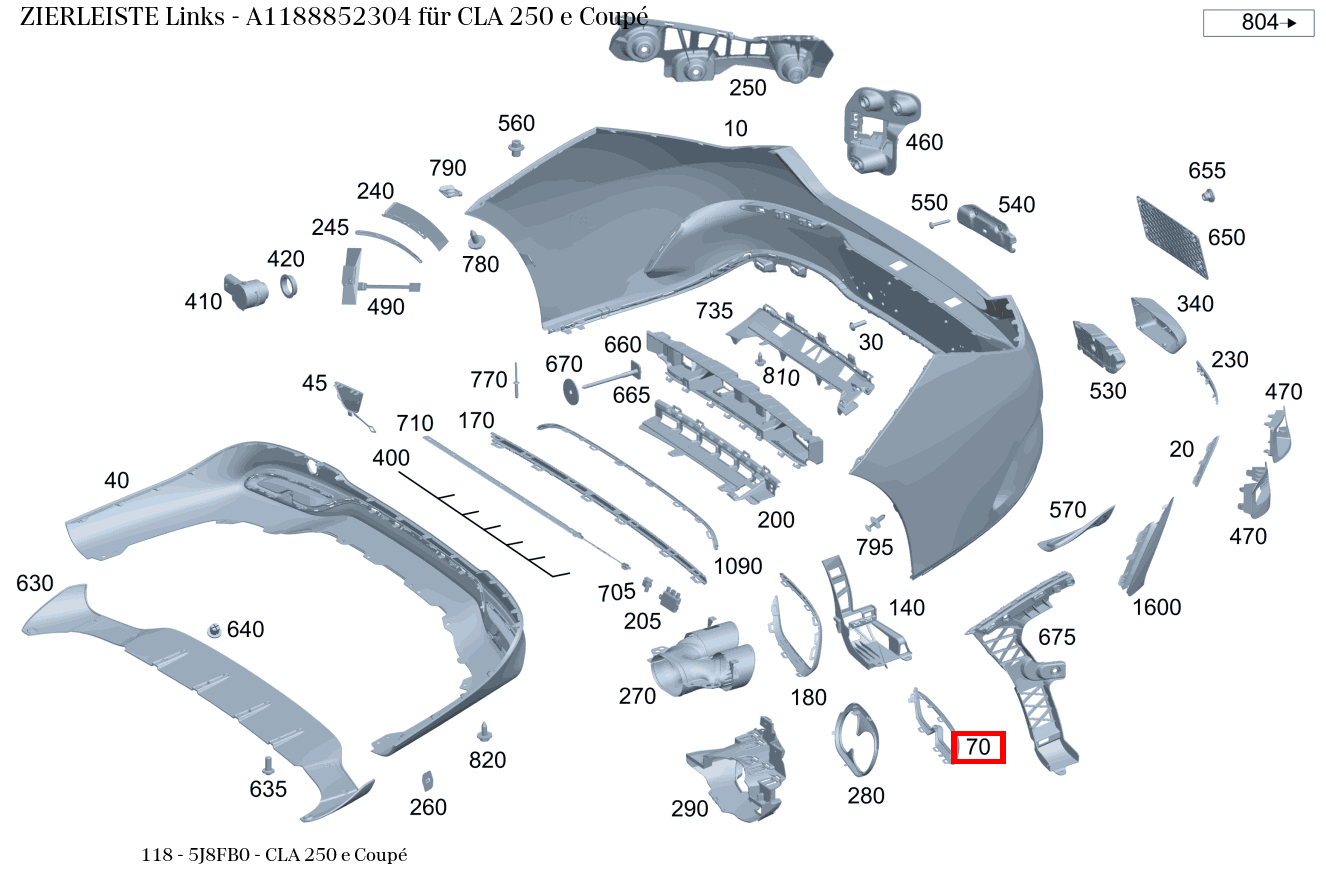 Zierleiste Links CLA 250 e Coupé 118 Zierleiste Links CLA 250 e Coupé 118