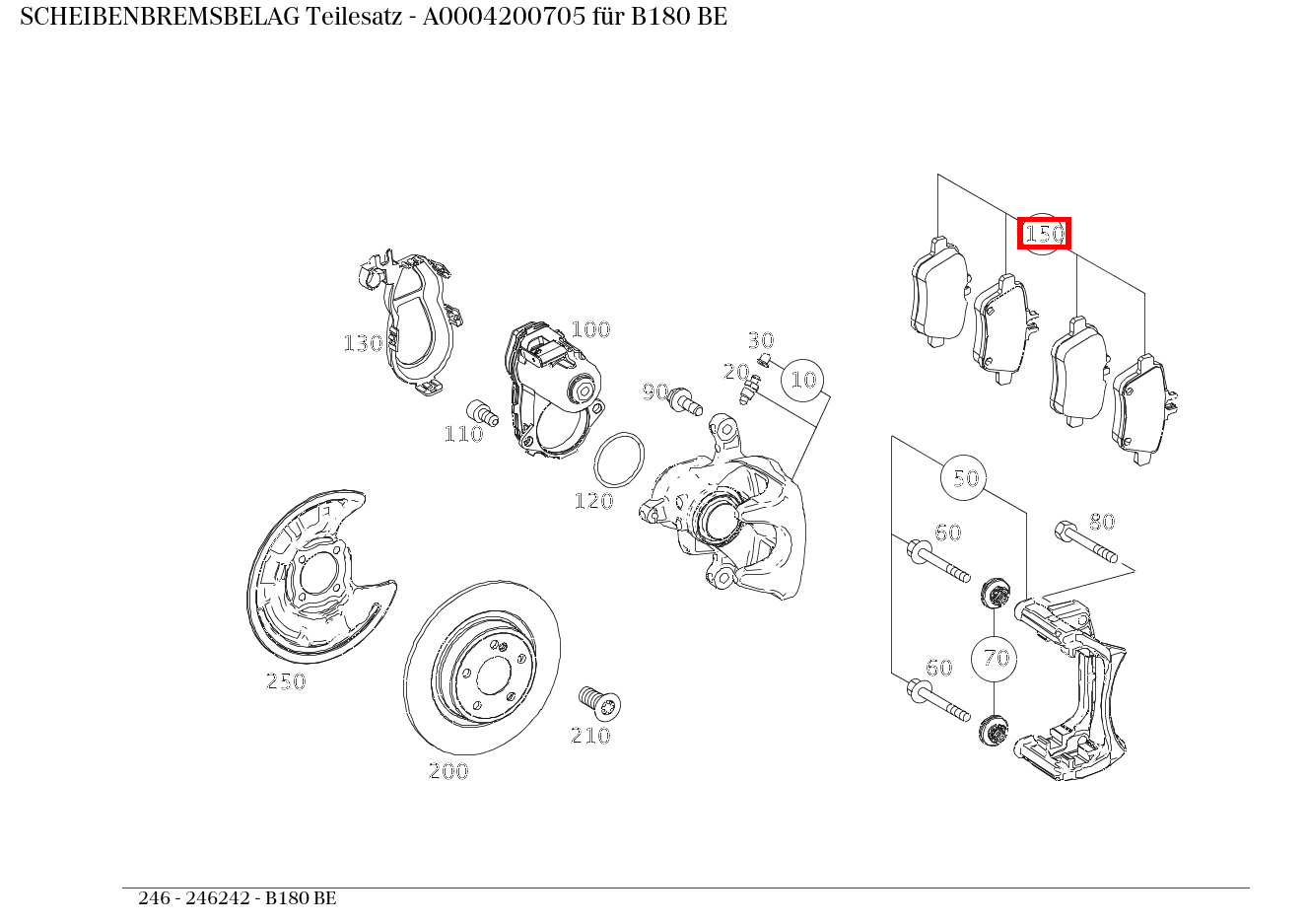 Scheibenbremsbelag Teilesatz B180 BE 246 Scheibenbremsbelag Teilesatz B180 BE 246