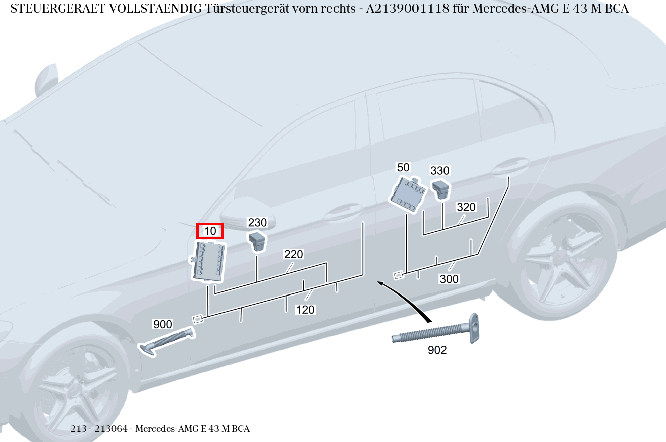 Steuergerät vollständig Türsteuergerät vorn rechts Mercedes-AMG E 43 M BCA 213 Steuergerät vollständig Türsteuergerät vorn rechts Mercedes-AMG E 43 M BCA 213