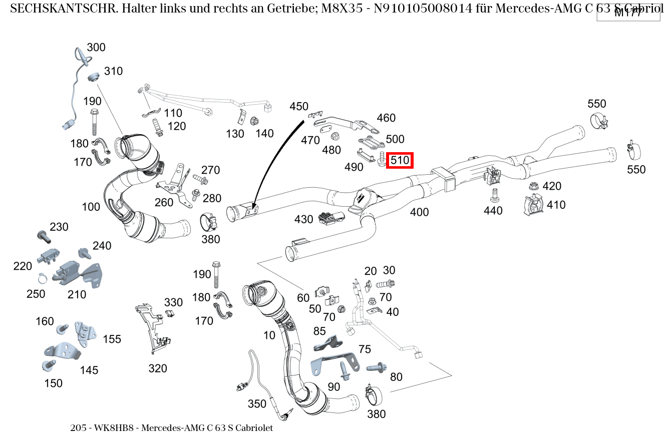 Sechskantschraube Halter links und rechts an Getriebe; M8X35 Mercedes-AMG C 63 S Cabriolet 205 Sechskantschraube Halter links und rechts an Getriebe; M8X35 Mercedes-AMG C 63 S Cabriolet 205