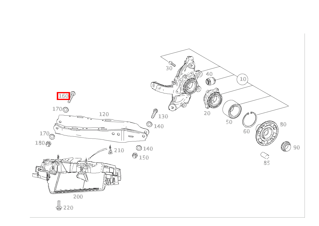 Zylinder-Schraube Federlenker an Hinterachsträger; M14X1.5X120 S500 L 222 Zylinder-Schraube Federlenker an Hinterachsträger; M14X1.5X120 S500 L 222