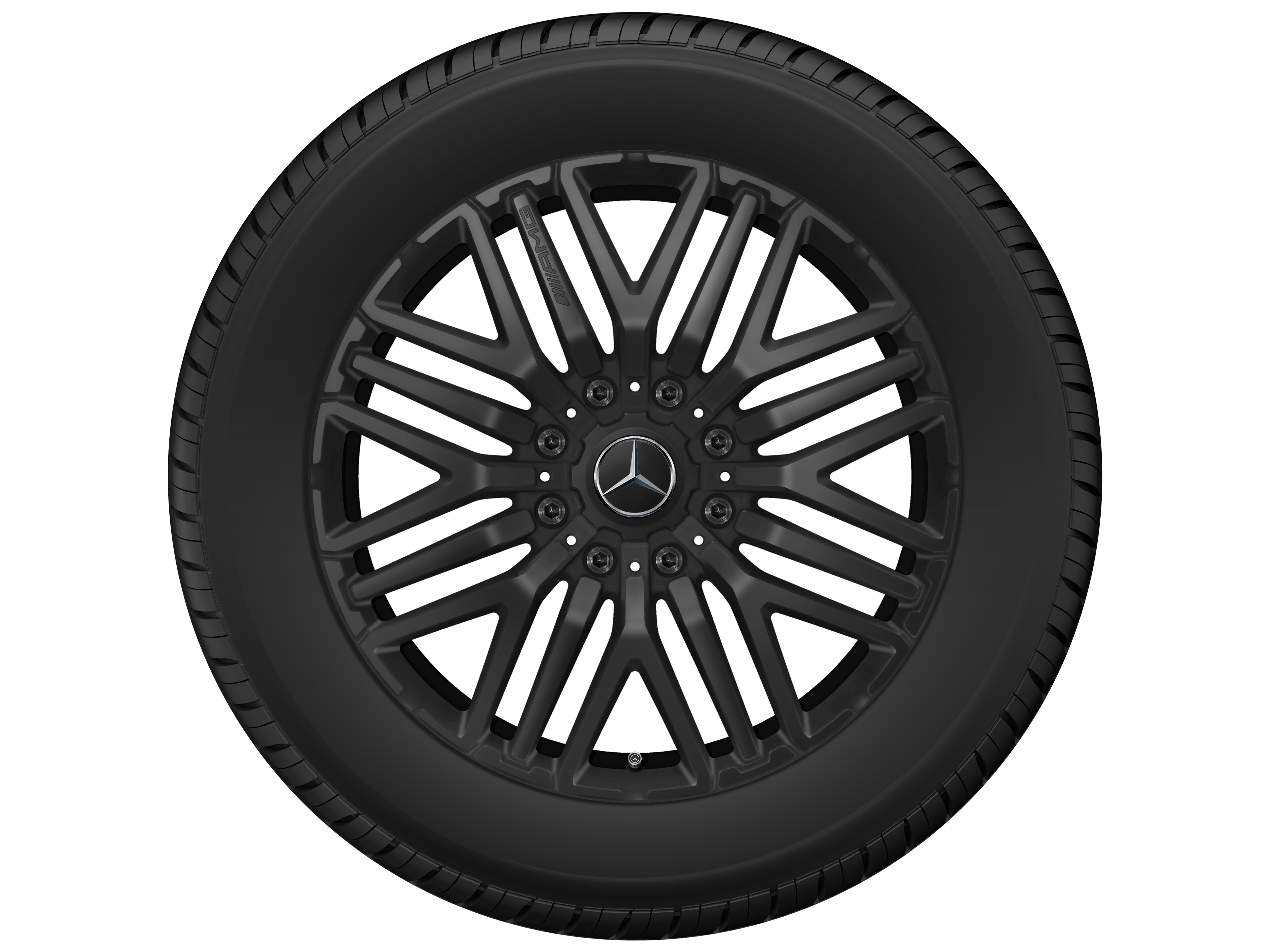 AMG Schmiederad im Kreuzspeichen-Design, 55,9 cm (22 Zoll) 9,5 J x 22 ET 60, schwarz matt