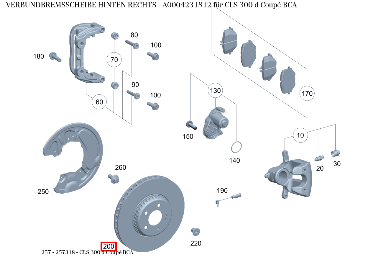 Verbundbremsscheibe HINTEN RECHTS CLS 300 d Coupé BCA 257 Verbundbremsscheibe HINTEN RECHTS CLS 300 d Coupé BCA 257