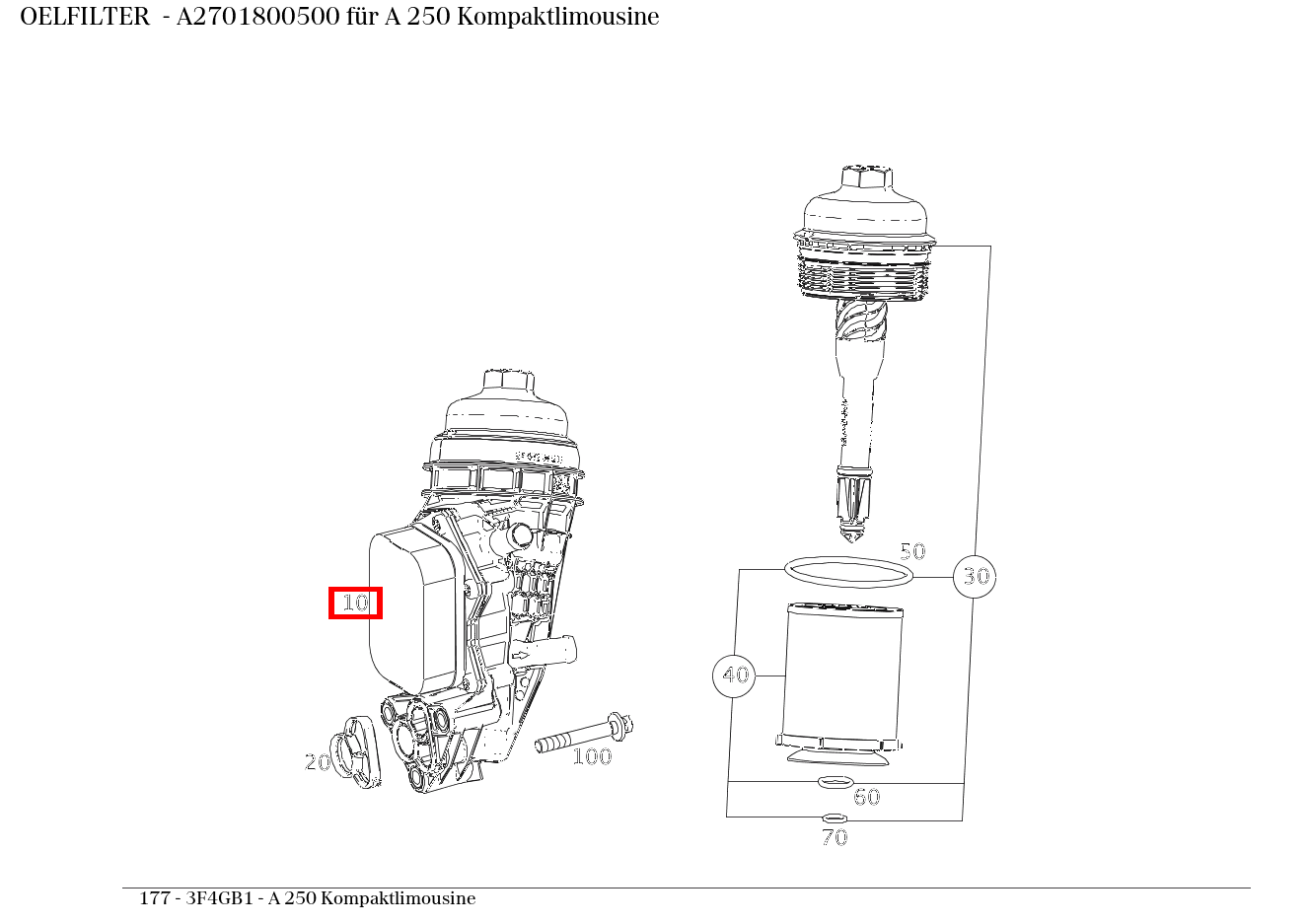 Ölfilter A 250 Kompaktlimousine 177 Ölfilter A 250 Kompaktlimousine 177