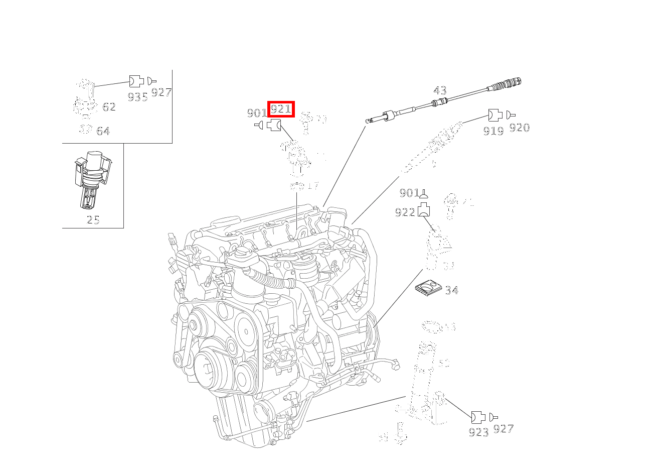 Stecker HALLGEBER NOCKENWELLE 3-PIN;B6/1; 3-PIN SLK2.8 906