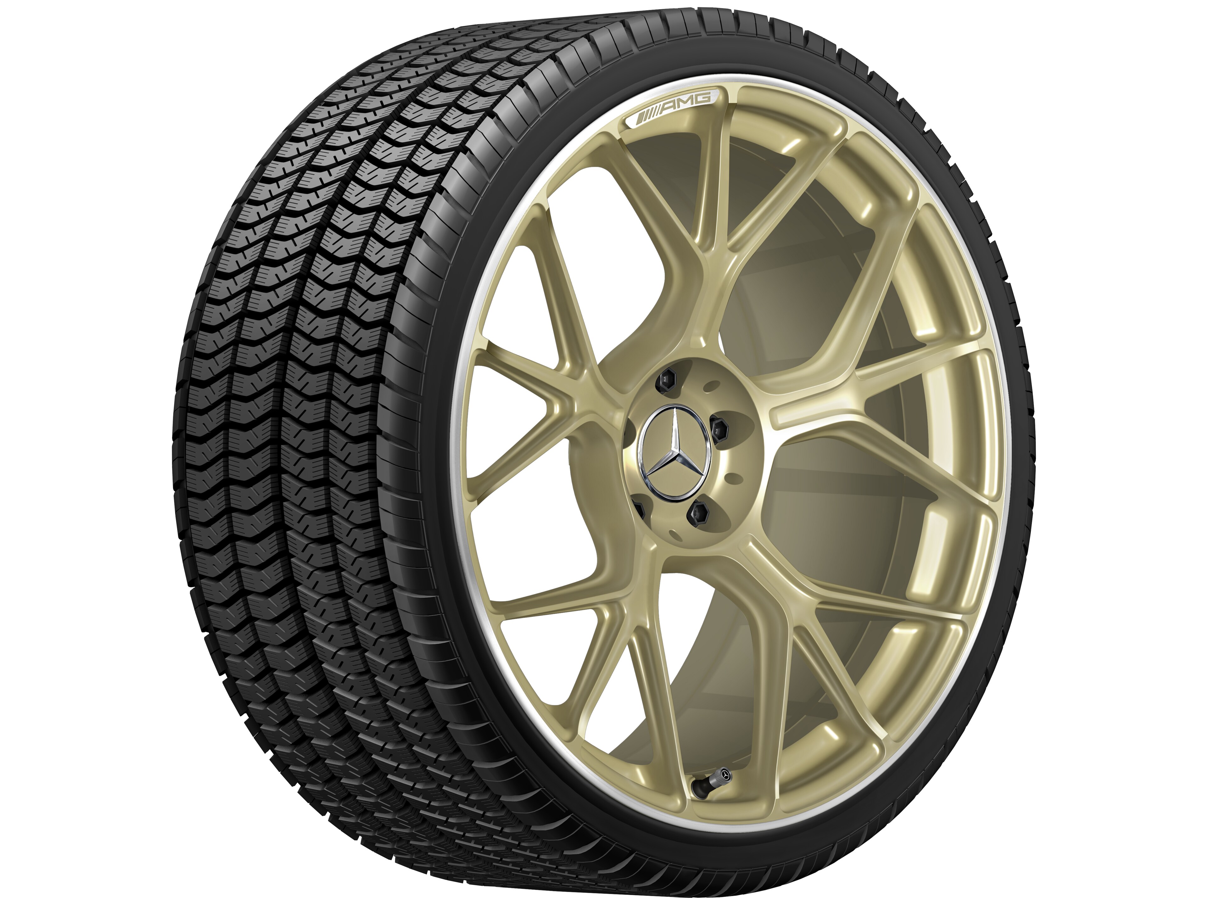 AMG Schmiederad Kreuzspeichen-Design, 21 Zoll, 10,5 J x 21 ET 42, goldfarben