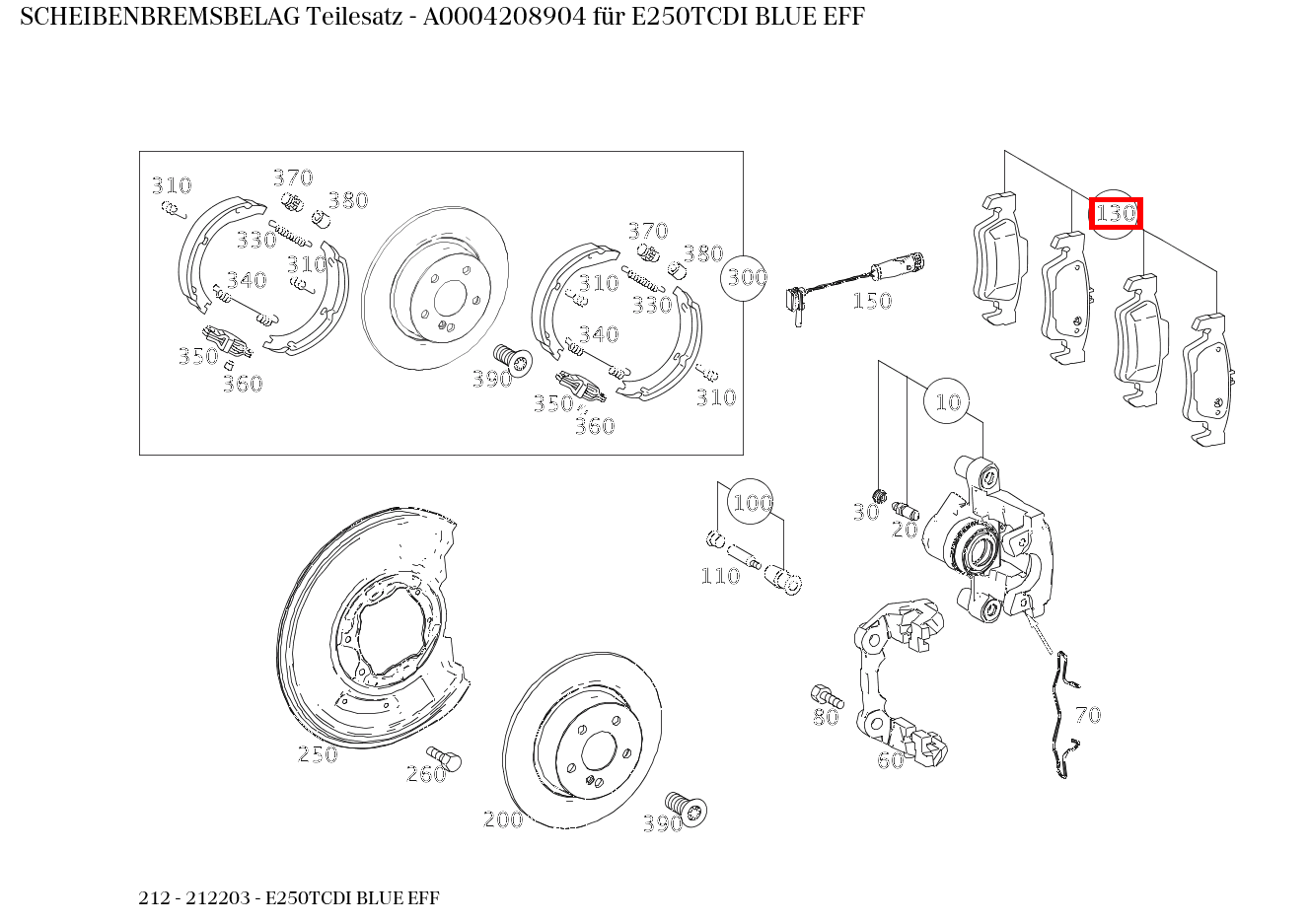 Scheibenbremsbelag Teilesatz E250TCDI BLUE EFF 212 Scheibenbremsbelag Teilesatz E250TCDI BLUE EFF 212