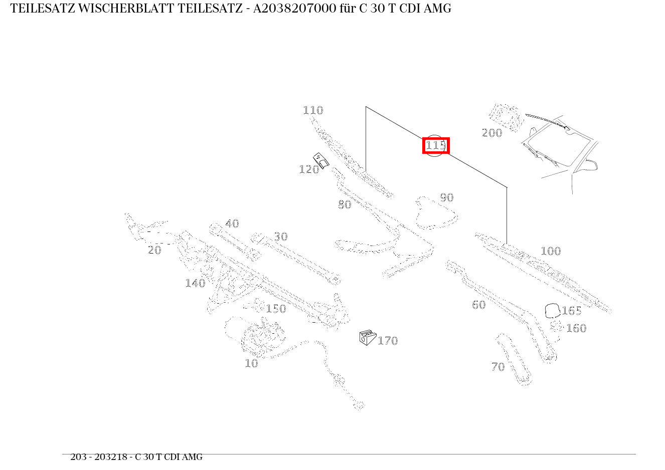 Teilesatz Wischerblatt TEILESATZ C 30 T CDI AMG 203