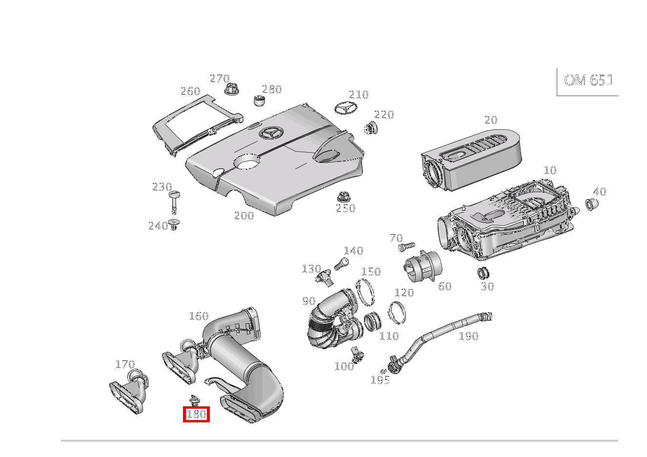 Verschluss BEFESTIGUNG LUFTANSAUGUNG ML 250 BT 166