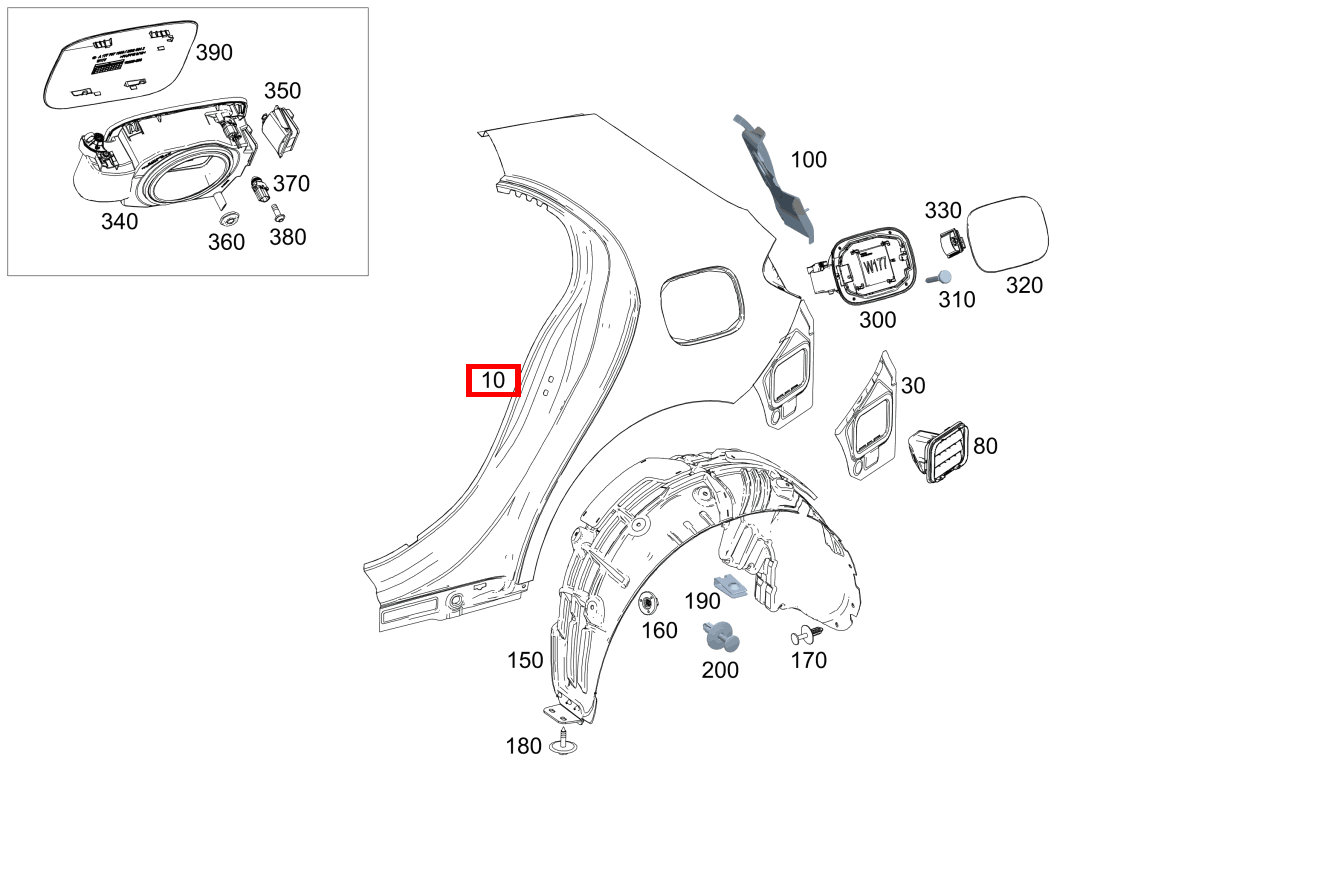 Seitenwand Hinten rechts für C 205, A 177, GLB 247-Klasse kaufen