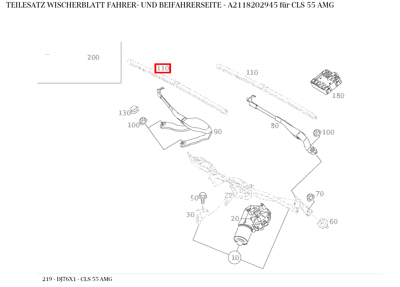 Teilesatz Wischerblatt FAHRER- UND BEIFAHRERSEITE CLS 55 AMG 219