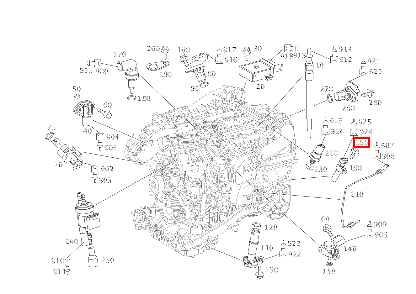 Sechsrundschraube Positionsgeber Kurbelwelle; M6X16 GL420CDI 4M 164