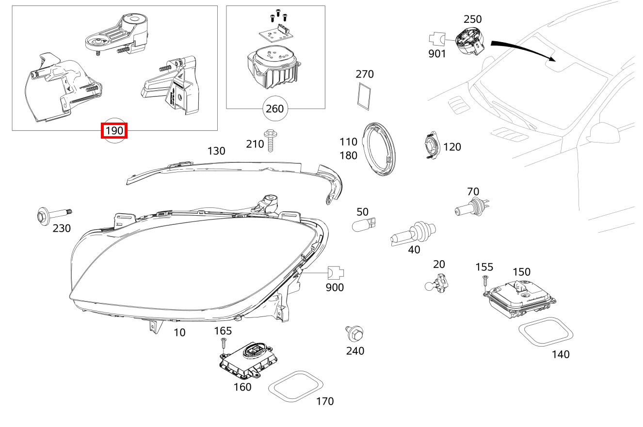 Reparatursatz Halter RECHTS GL63 AMG 166