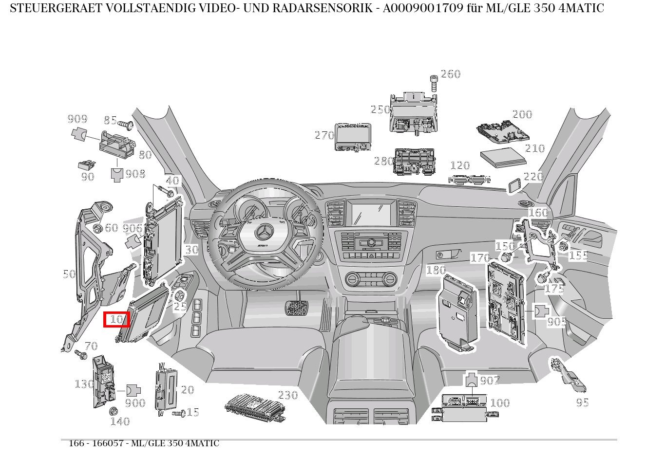 Steuergerät vollständig VIDEO- UND RADARSENSORIK ML/GLE 350 4MATIC 166