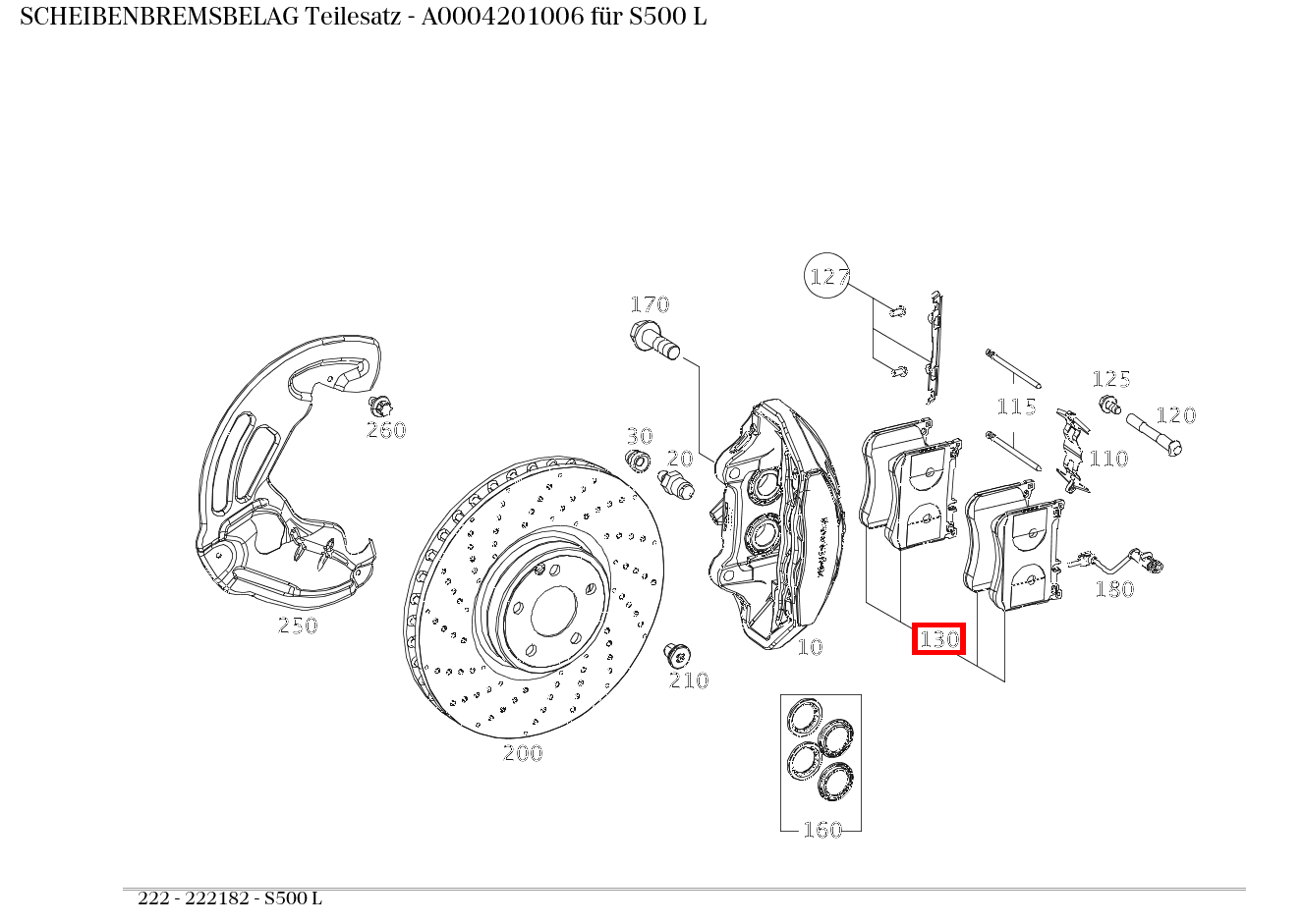Scheibenbremsbelag Teilesatz S500 L 222 Scheibenbremsbelag Teilesatz S500 L 222