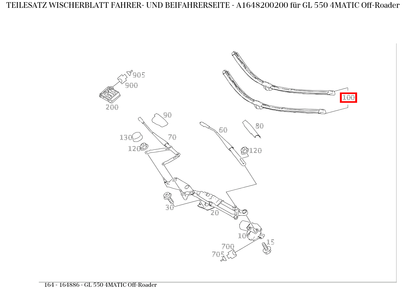 Teilesatz Wischerblatt FAHRER- UND BEIFAHRERSEITE GL 550 4MATIC Off-Roader 164 Teilesatz Wischerblatt FAHRER- UND BEIFAHRERSEITE GL 550 4MATIC Off-Roader 164