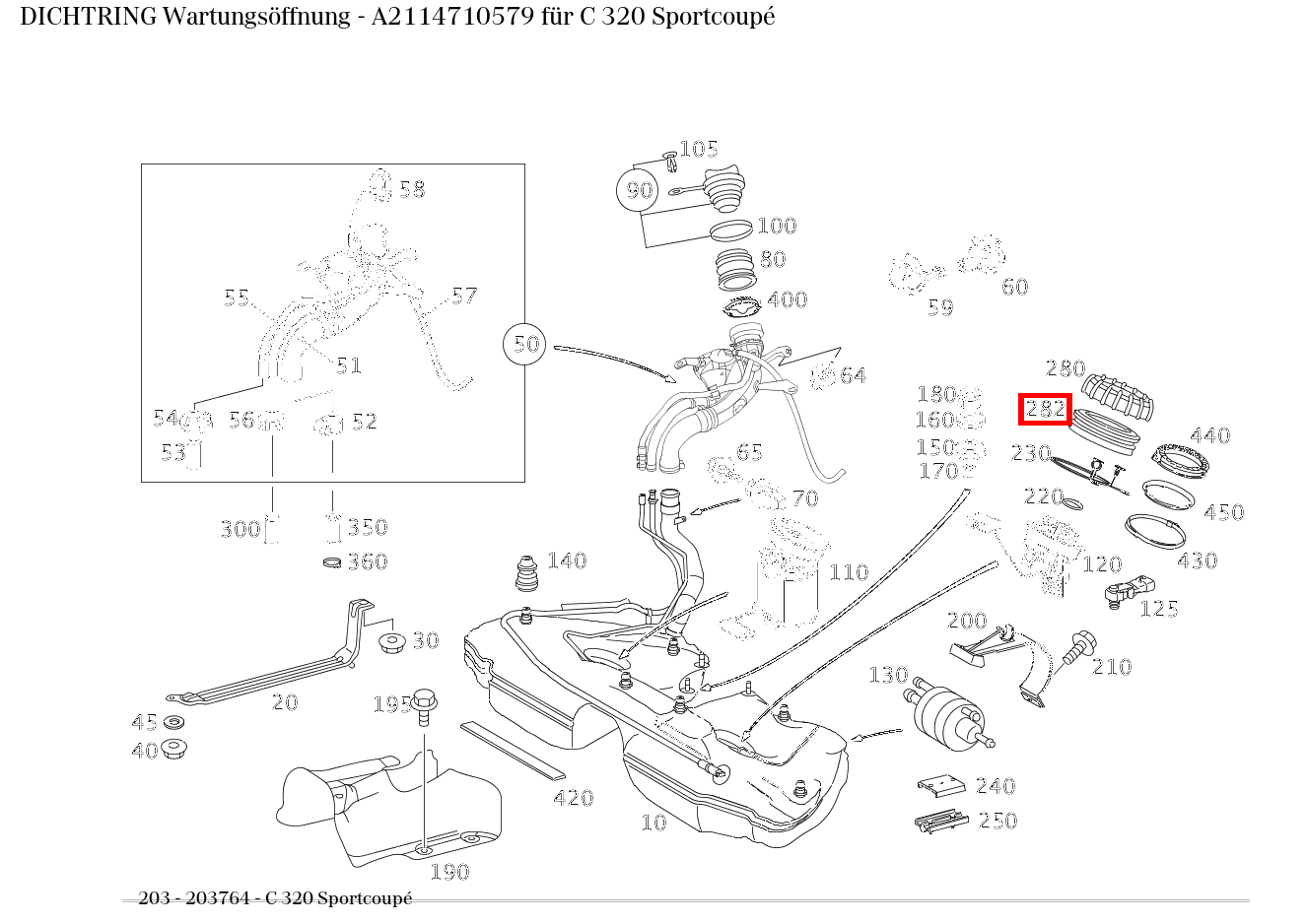 Dichtring Wartungsöffnung C 320 Sportcoupé 203