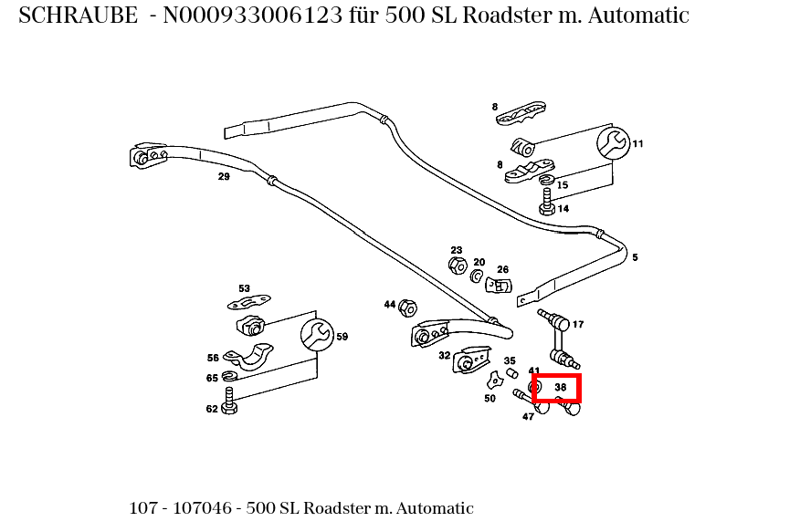 Schraube 500 SL Roadster m. Automatic 107