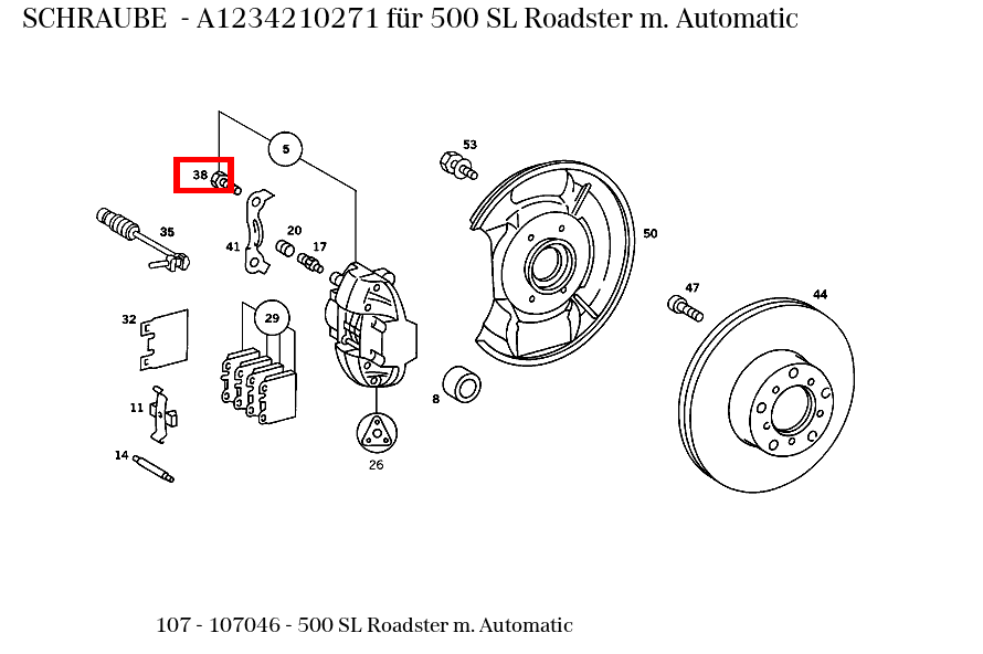 Schraube 500 SL Roadster m. Automatic 107