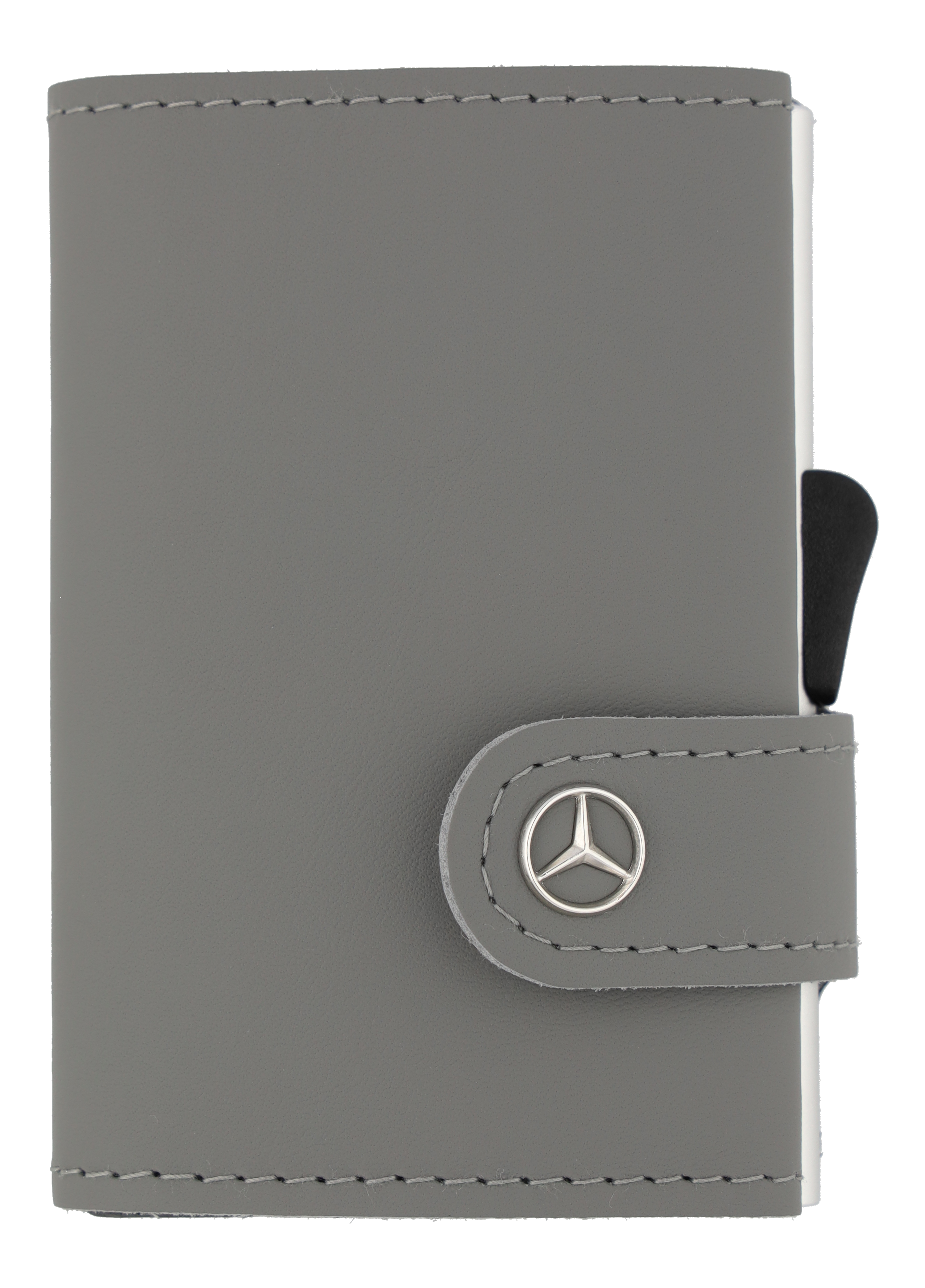 Mini-Geldbörse silbergrau, Rindleder