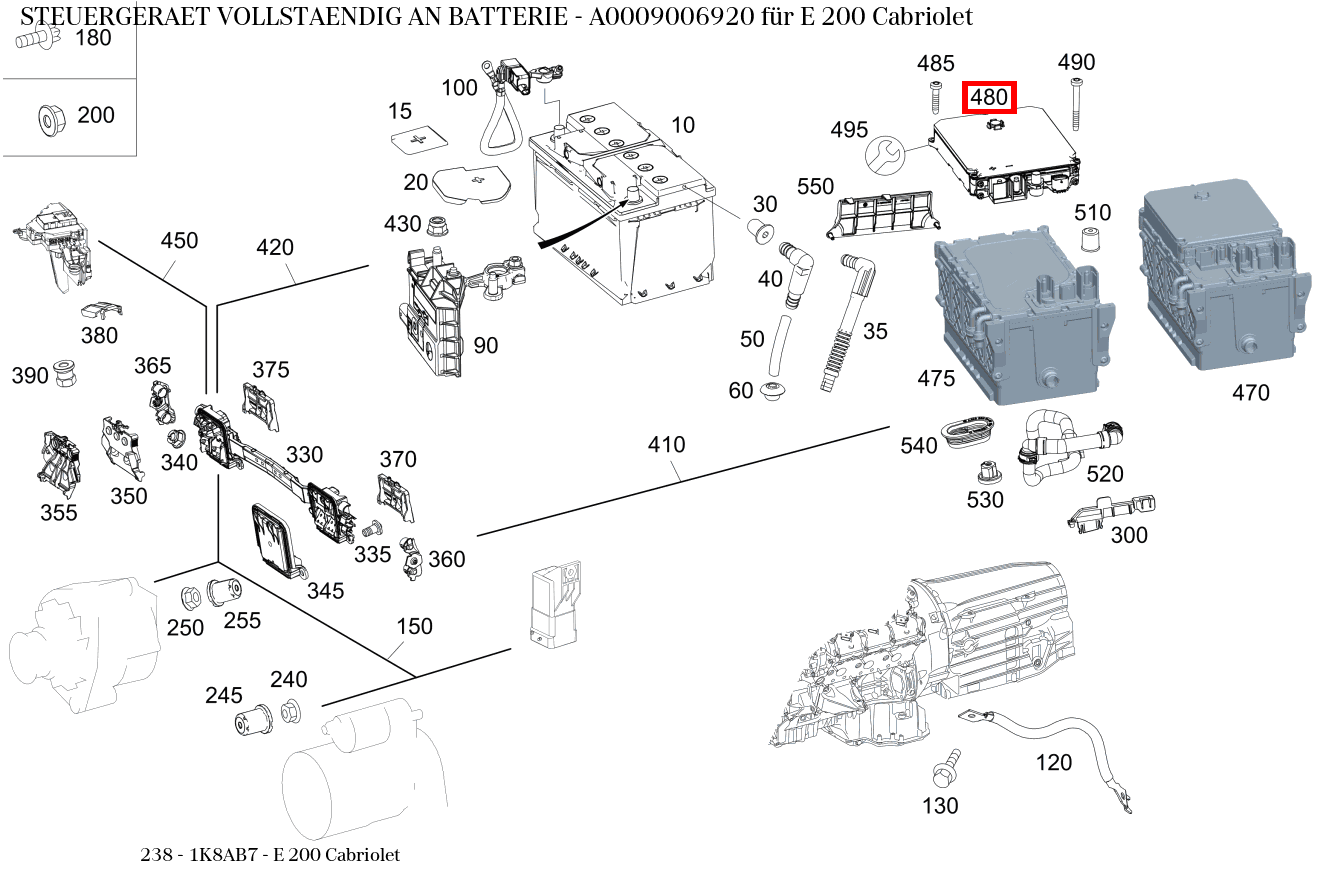 Steuergerät vollständig AN BATTERIE E 200 Cabriolet 238 Steuergerät vollständig AN BATTERIE E 200 Cabriolet 238