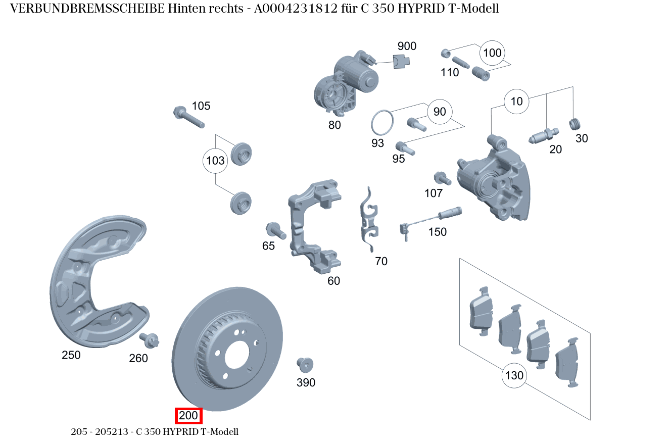 Verbundbremsscheibe Hinten rechts C 350 HYPRID T-Modell 205 Verbundbremsscheibe Hinten rechts C 350 HYPRID T-Modell 205