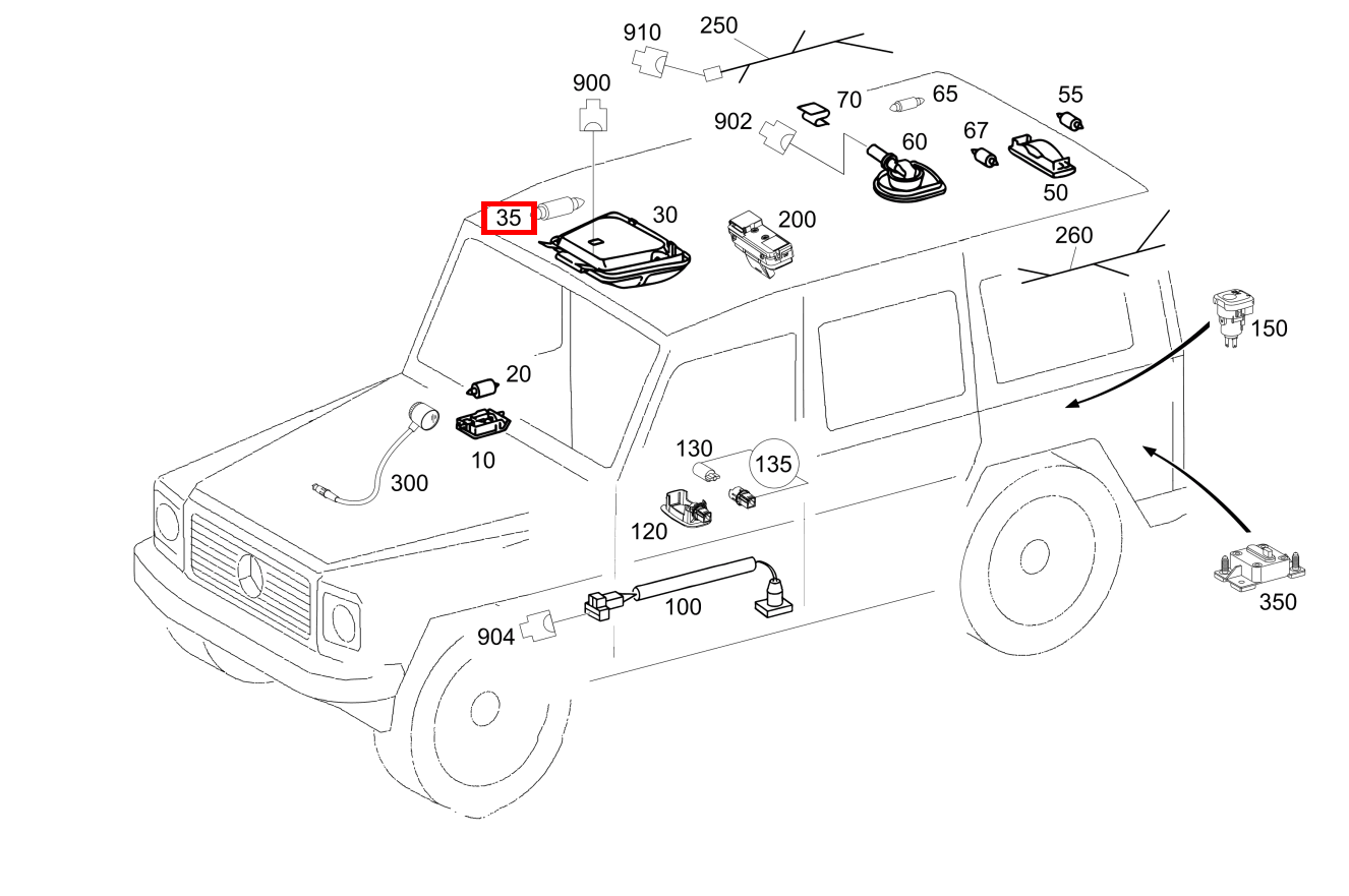 Glühlampe Dachbedieneinheit; 12V-6W G 500 Off-Roader lang BCA 463 Glühlampe Dachbedieneinheit; 12V-6W G 500 Off-Roader lang BCA 463