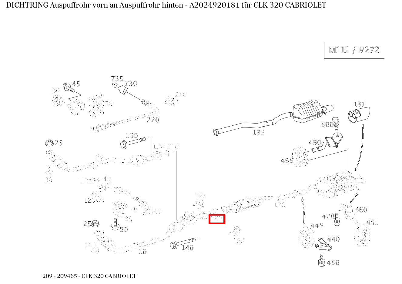 Dichtring Auspuffrohr vorn an Auspuffrohr hinten CLK 320 CABRIOLET 209