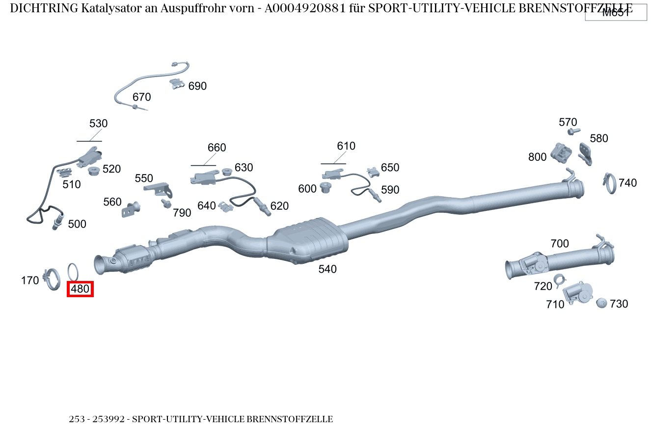 Dichtring Katalysator an Auspuffrohr vorn SPORT-UTILITY-VEHICLE BRENNSTOFFZELLE 253