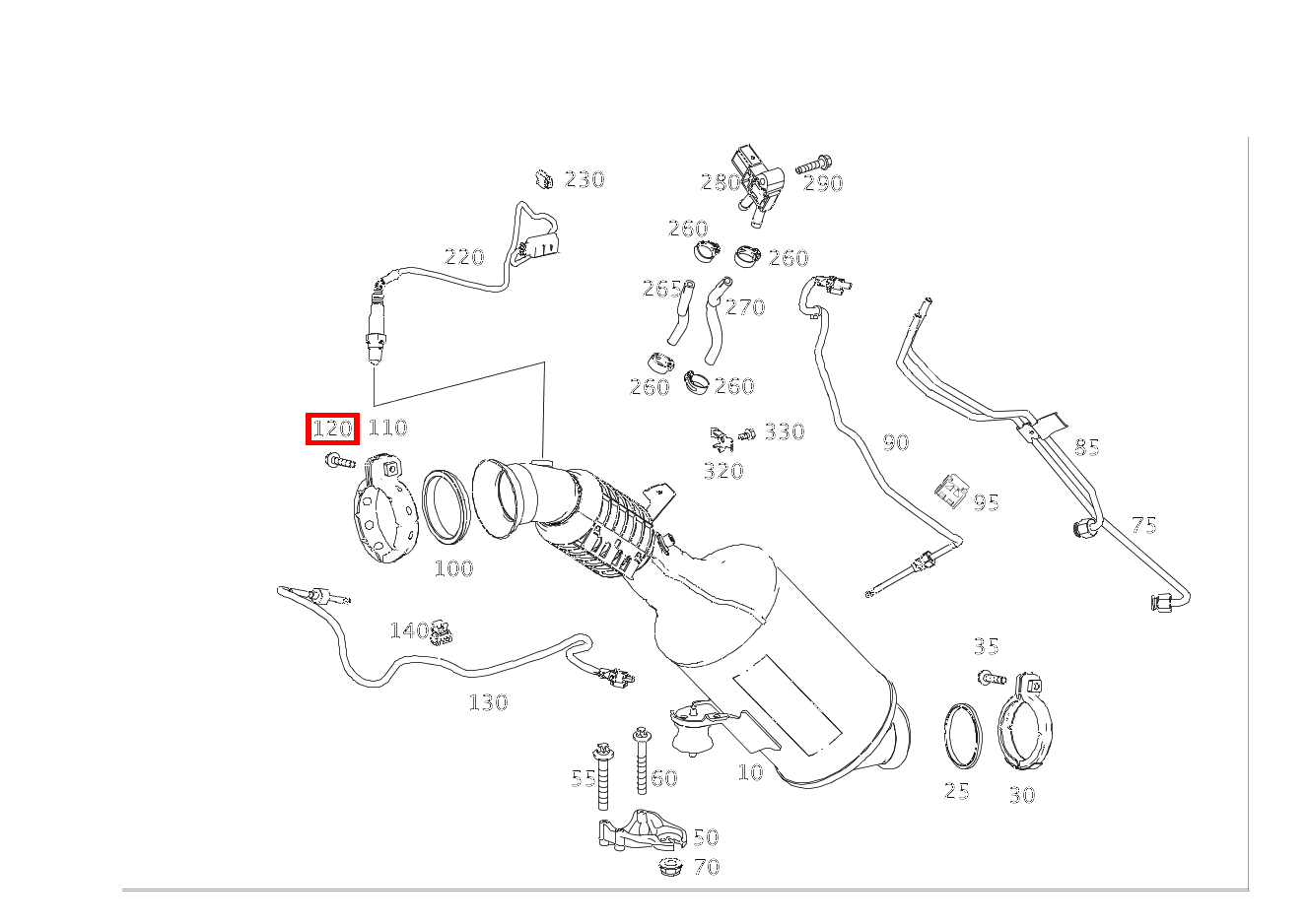 Sechsrundschraube ROHRSCHELLE AN ABGASTURBOLADER; M8X40 S 300 BT HYBRID L 222
