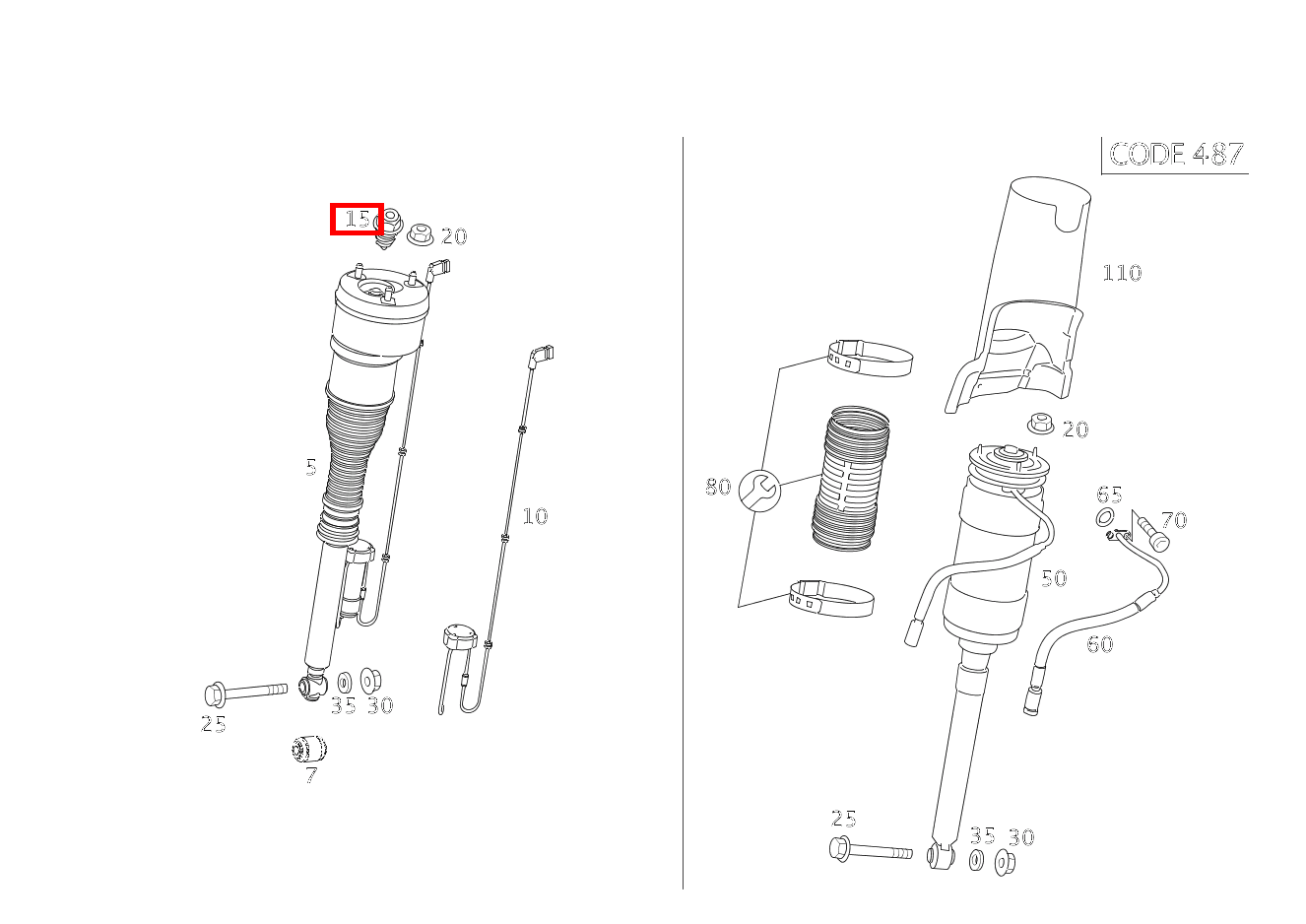 Verbindungsblech FEDERBEIN LINKS UND RECHTS S 550 Limousine lang BCA 221