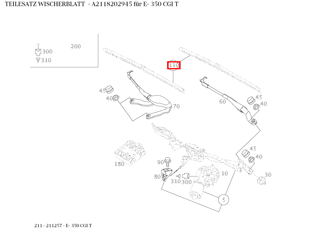 Teilesatz Wischerblatt E- 350 CGI T 211