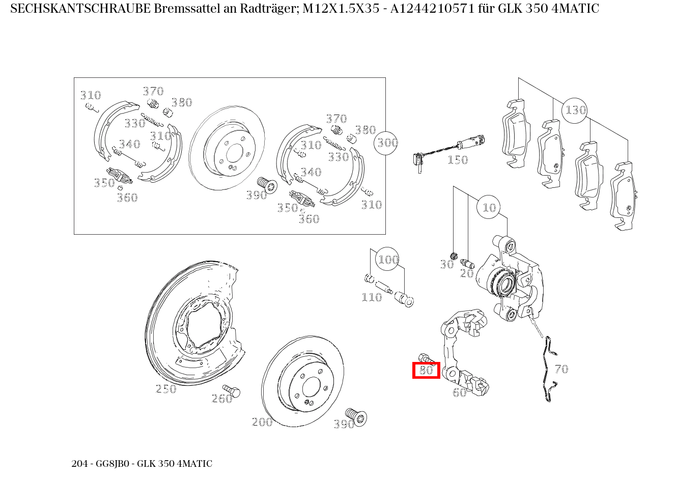 Sechskantschraube Bremssattel an Radträger; M12X1.5X35 GLK 350 4MATIC 204