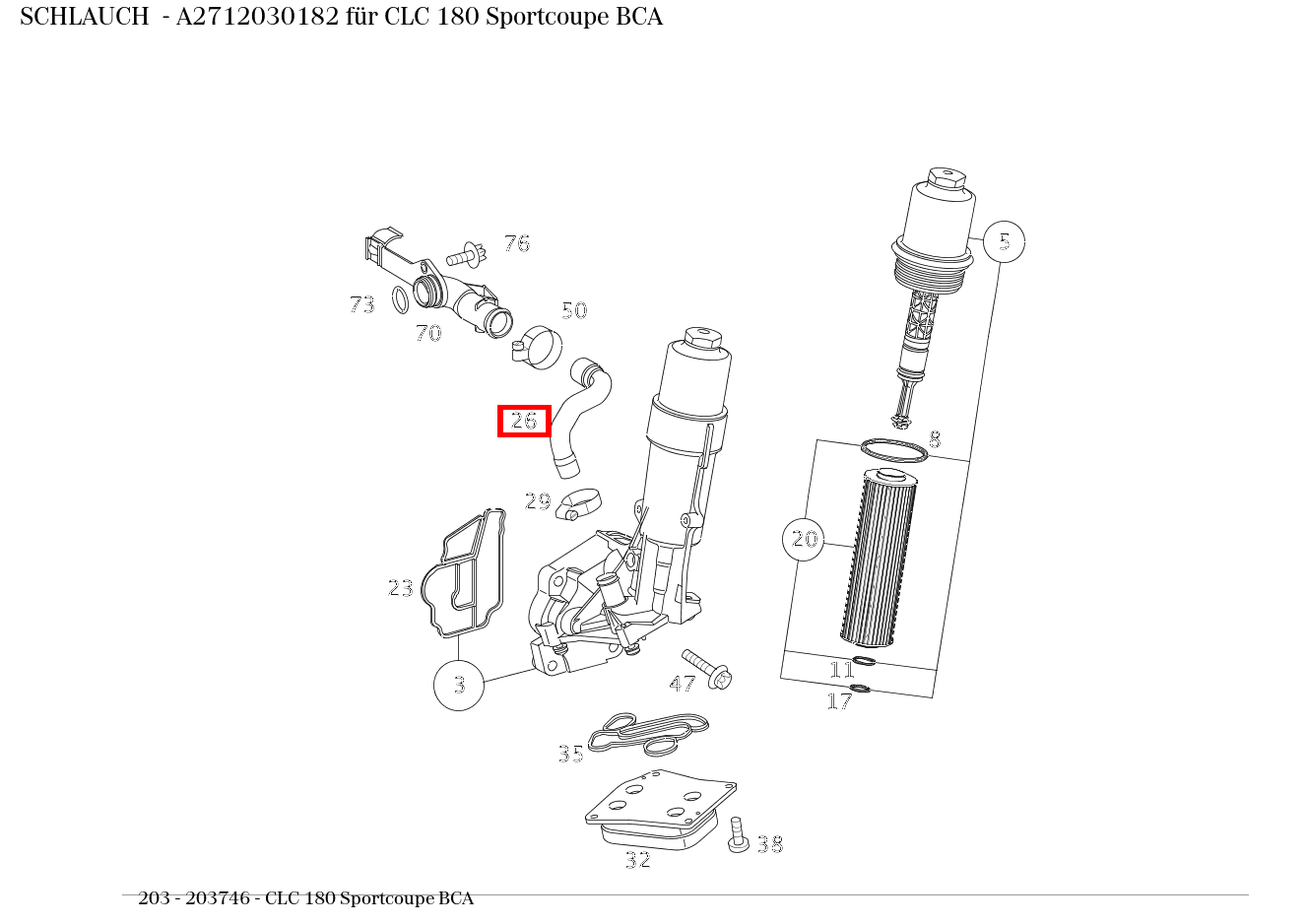 Schlauch CLC 180 Sportcoupe BCA 203 Schlauch CLC 180 Sportcoupe BCA 203