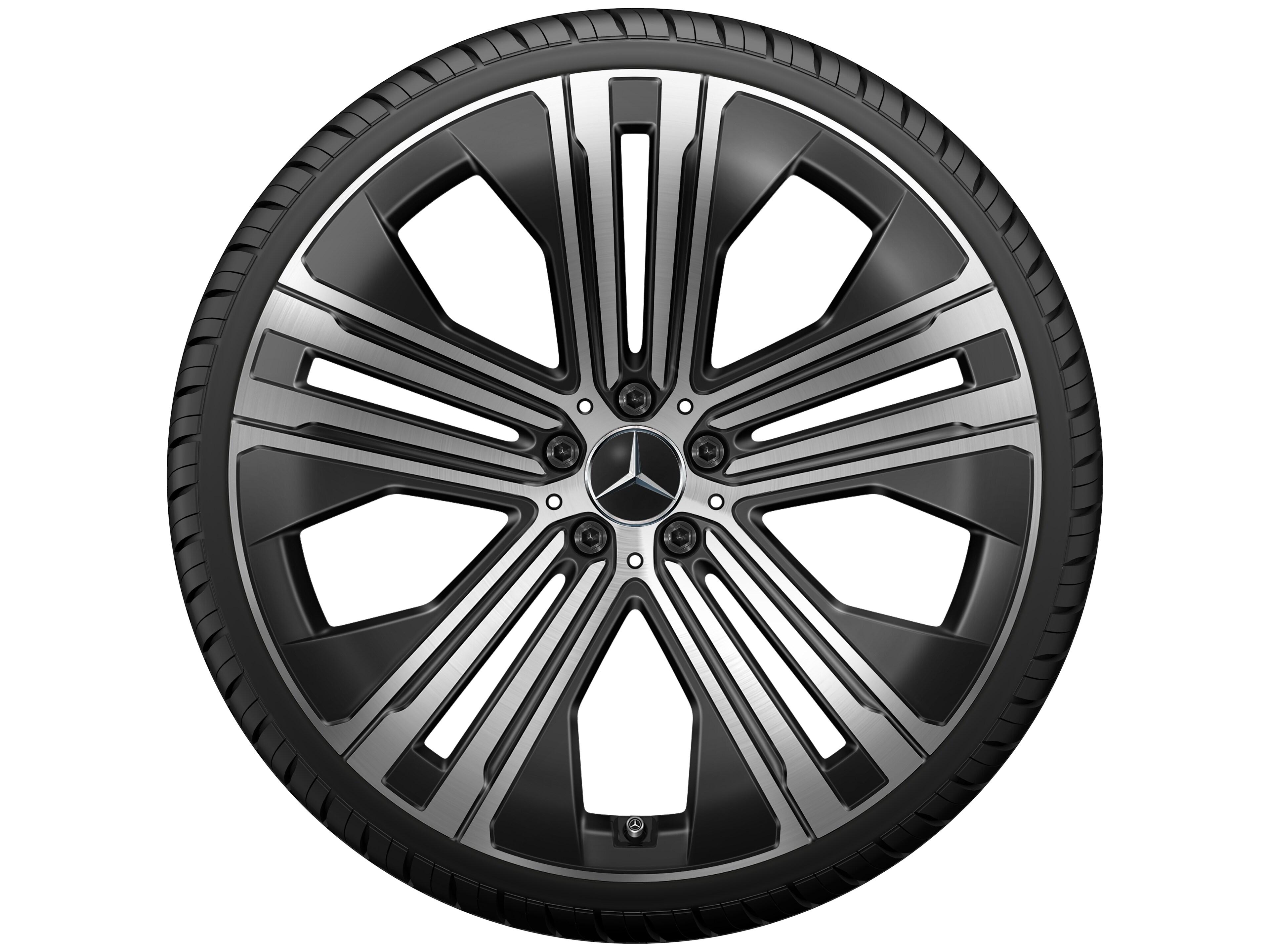 5-Doppelspeichen-Rad, Aero, 22 Zoll, 9,5 J x 22 ET 41,5, schwarz, glanzgedreht