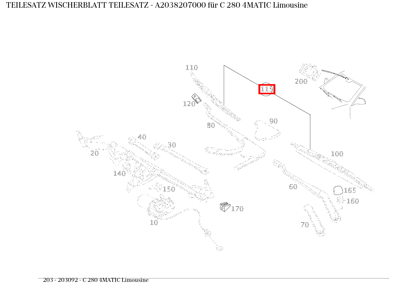 Teilesatz Wischerblatt TEILESATZ C 280 4MATIC Limousine 203