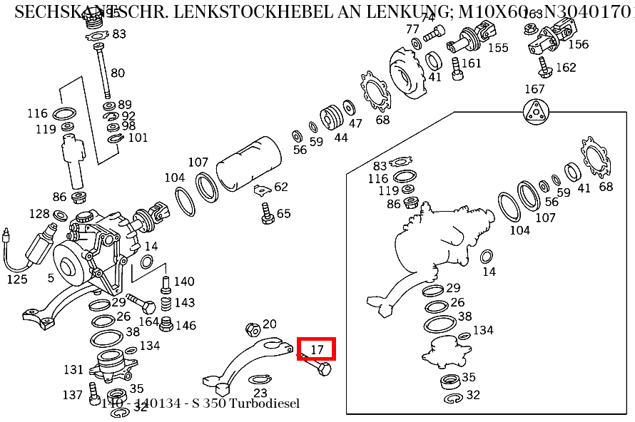 Sechskantschraube LENKSTOCKHEBEL AN LENKUNG; M10X60 S 350 Turbodiesel 140
