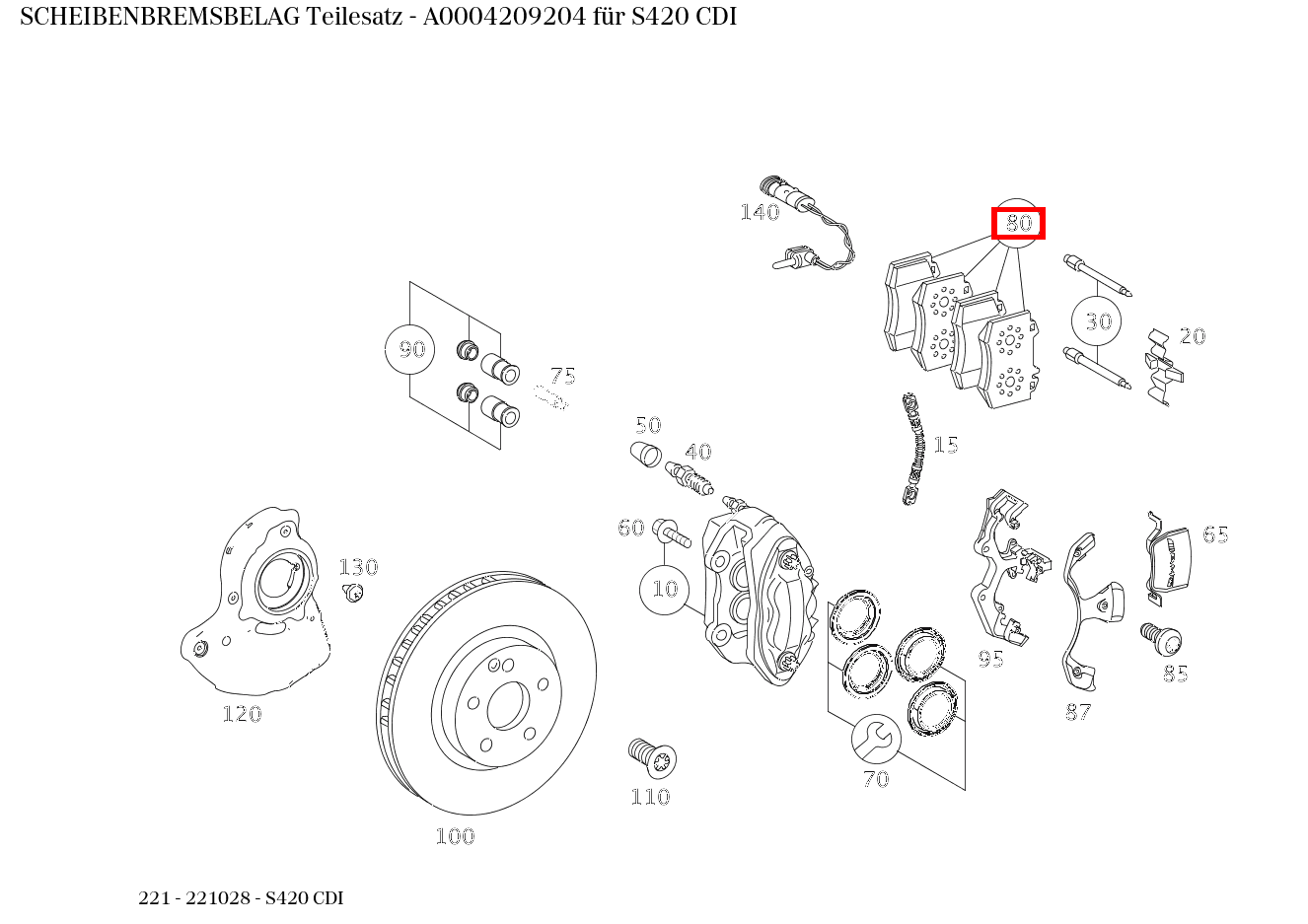 Scheibenbremsbelag Teilesatz S420 CDI 221 Scheibenbremsbelag Teilesatz S420 CDI 221