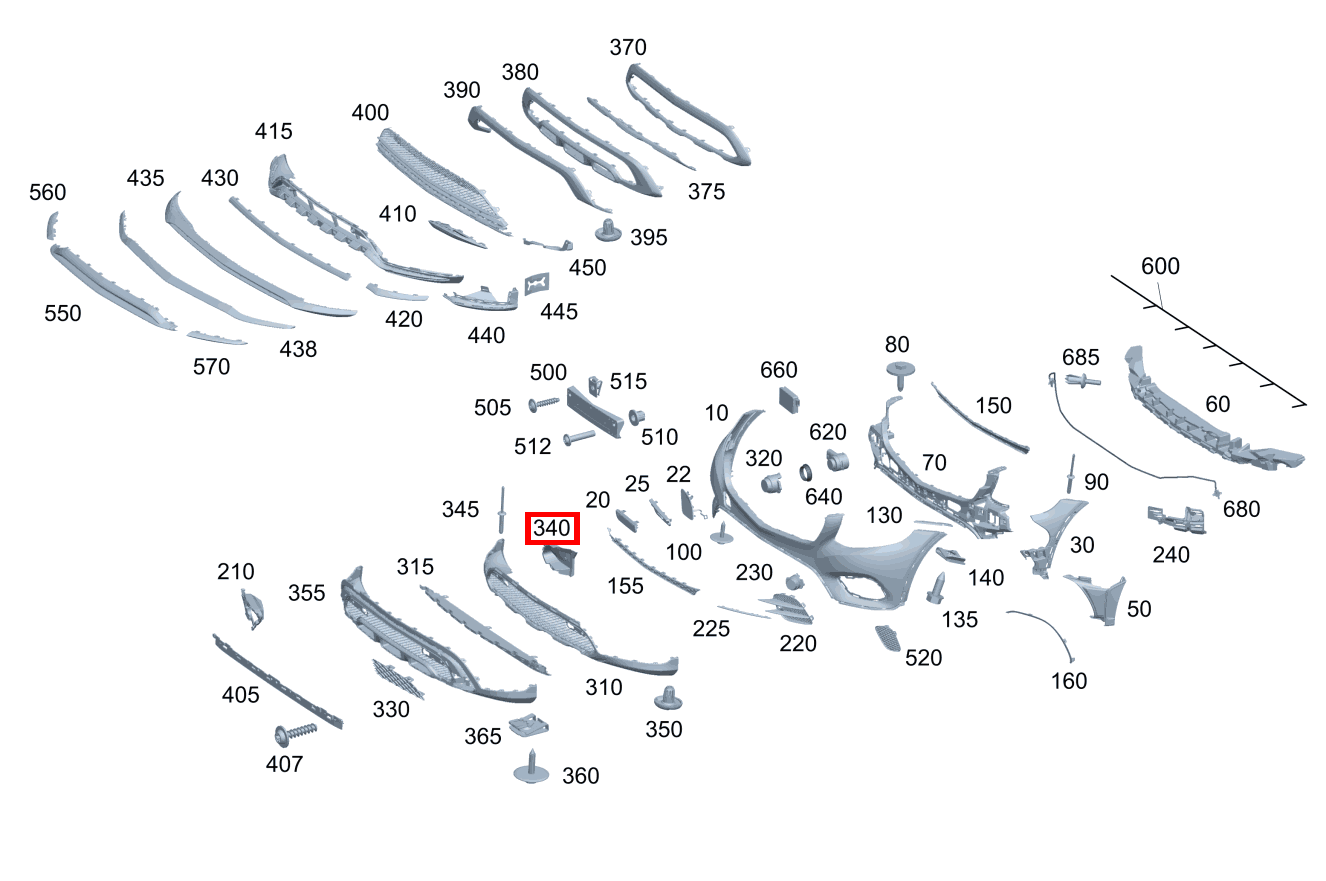Luftführungssegment Grundträger links Mercedes-AMG GLC 63 S 4MATIC+ Coupé 253 Luftführungssegment Grundträger links Mercedes-AMG GLC 63 S 4MATIC+ Coupé 253