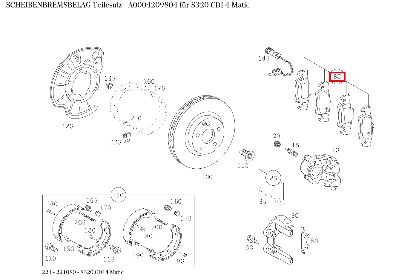 Scheibenbremsbelag Teilesatz S320 CDI 4 Matic 221 Scheibenbremsbelag Teilesatz S320 CDI 4 Matic 221