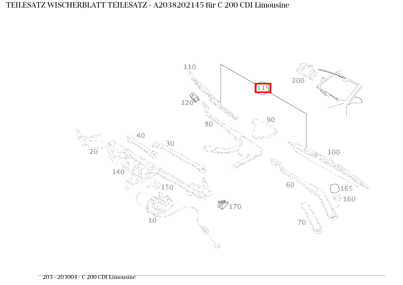 Teilesatz Wischerblatt TEILESATZ C 200 CDI Limousine 203