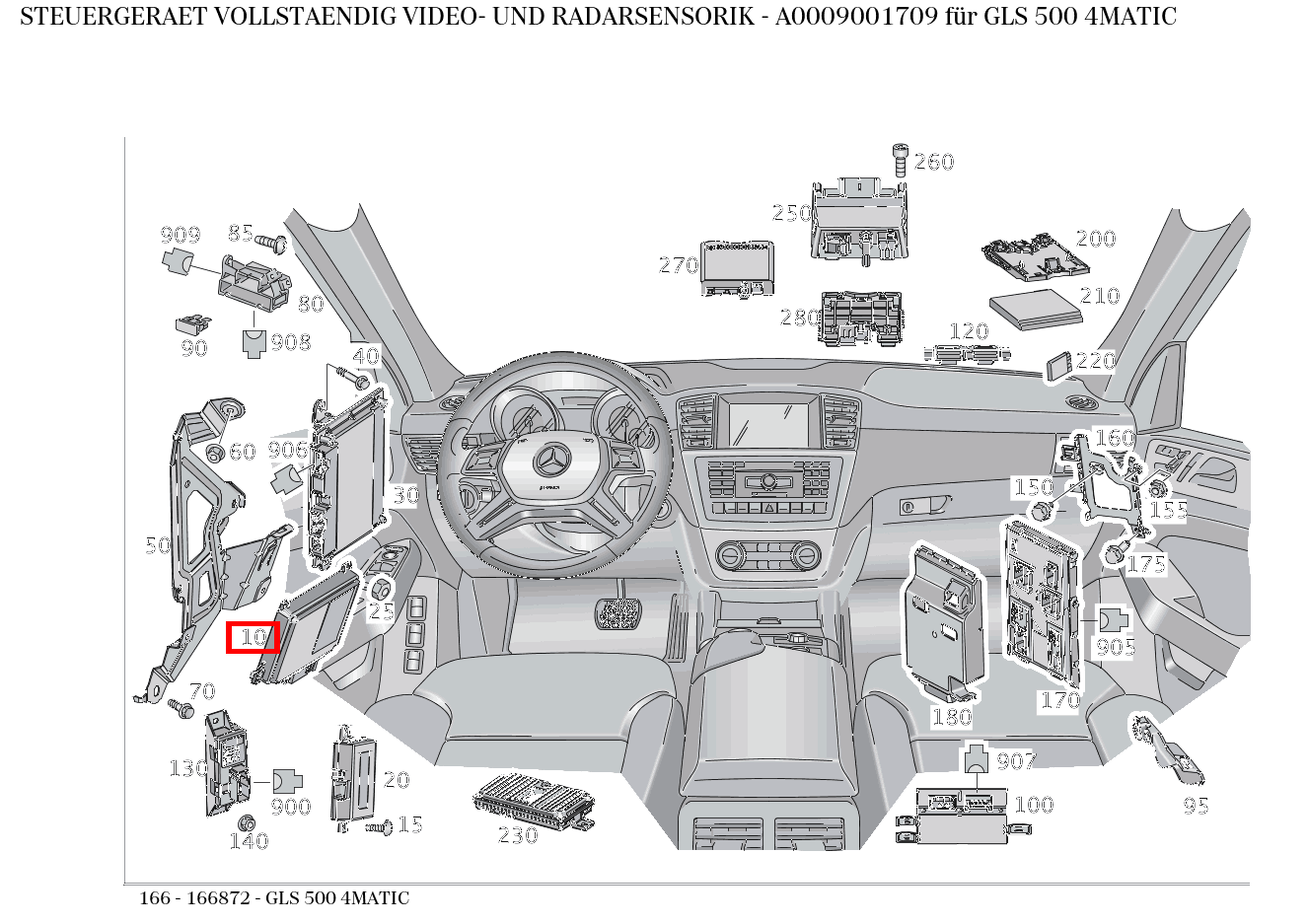 Steuergerät vollständig VIDEO- UND RADARSENSORIK GLS 500 4MATIC 166