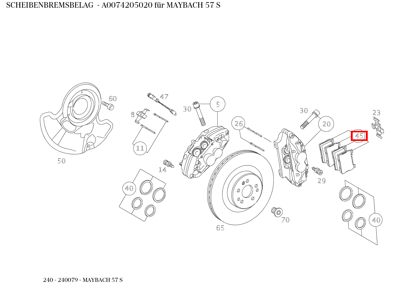 Scheibenbremsbelag MAYBACH 57 S 240