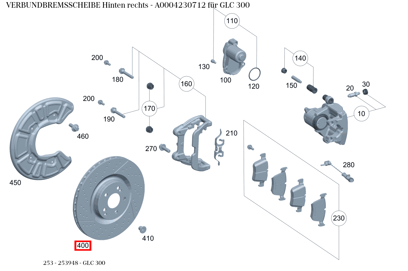 Verbundbremsscheibe Hinten rechts GLC 300 253 Verbundbremsscheibe Hinten rechts GLC 300 253
