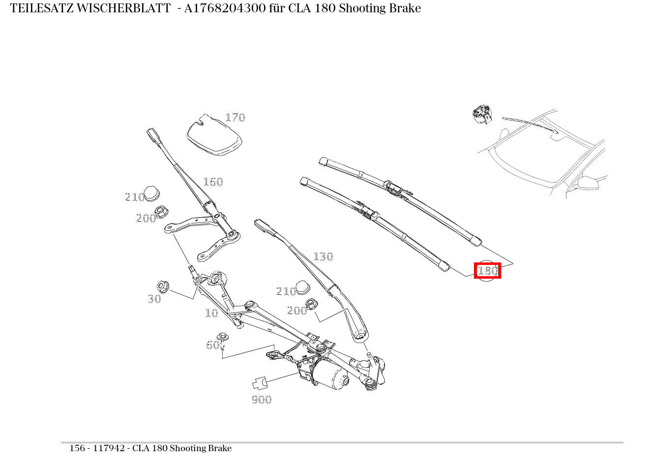 Teilesatz Wischerblatt CLA 180 Shooting Brake 156