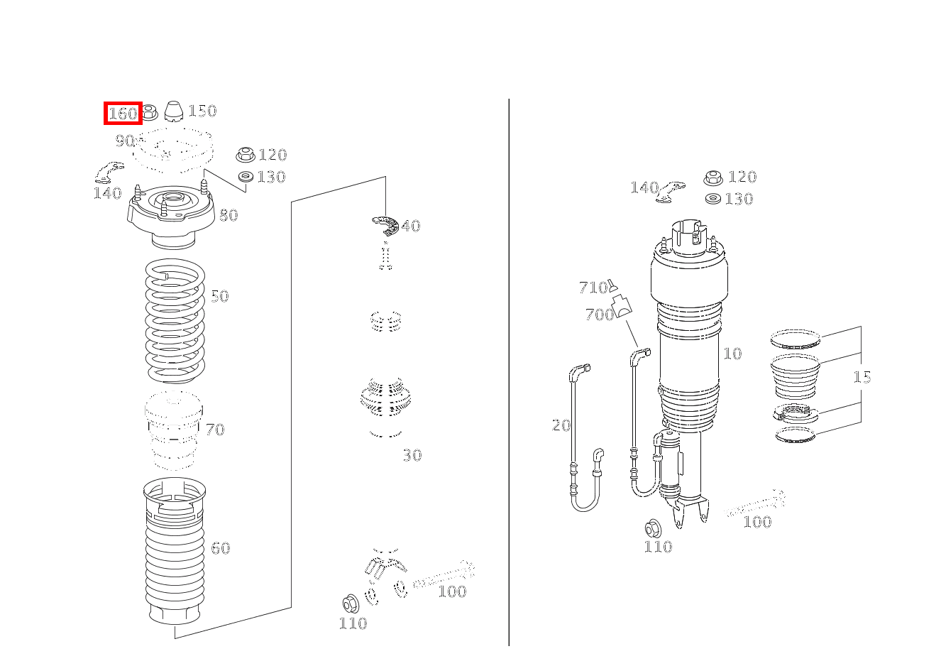 Mutter STOSSDAEMPFER AN LAGERBOCK OBEN; M10X1 CLS 63 AMG Coupé 219